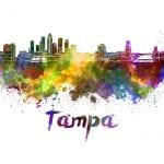 Tampa skyline in watercolor